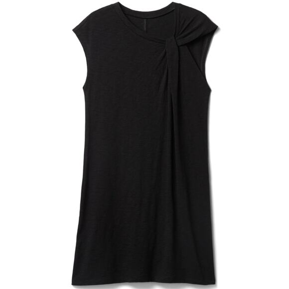 NWT Gap Slub Tie‎ Sleeve T-Shirt Mini Dress Black Size XS Knot Open Minimalist - Picture 4 of 11